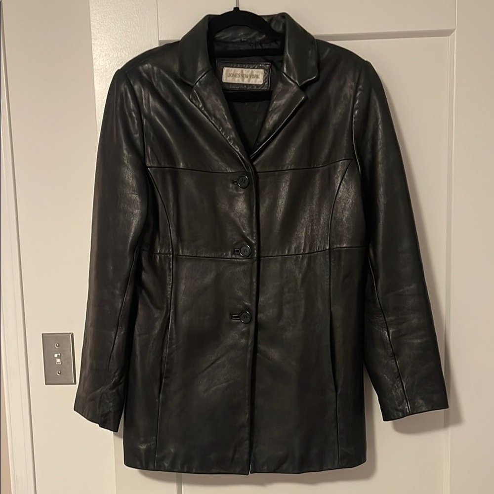 Gallery Black Leather Blazer Jacket
